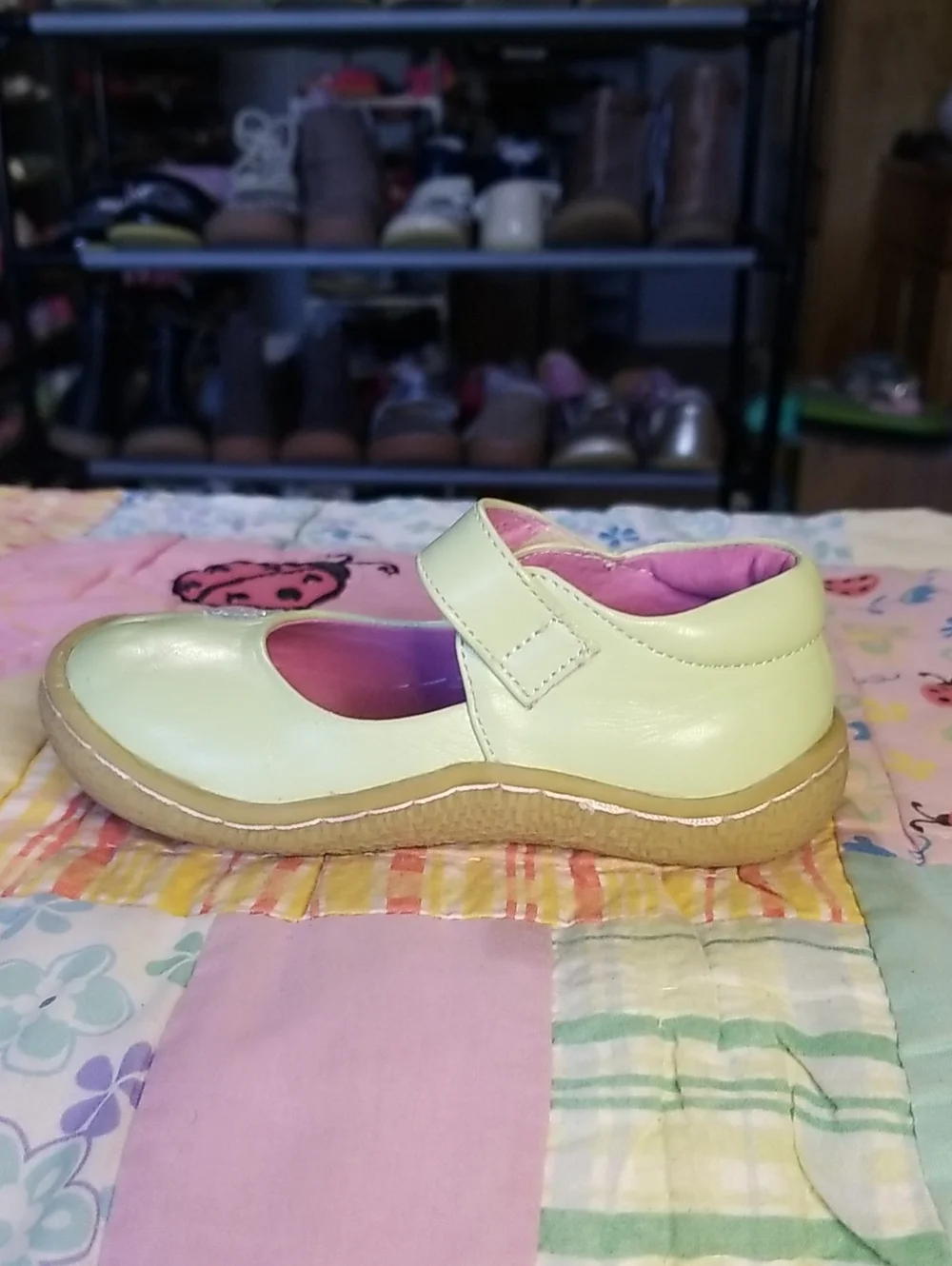 Livie & Luca Mint Green Leather Mary Janes with Blue Glitter Bird Size 7 Pio Pio